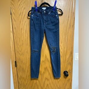 Good American 2/26 Good Leg Skinny Blue Jeans GL670T Ripped Knees $155